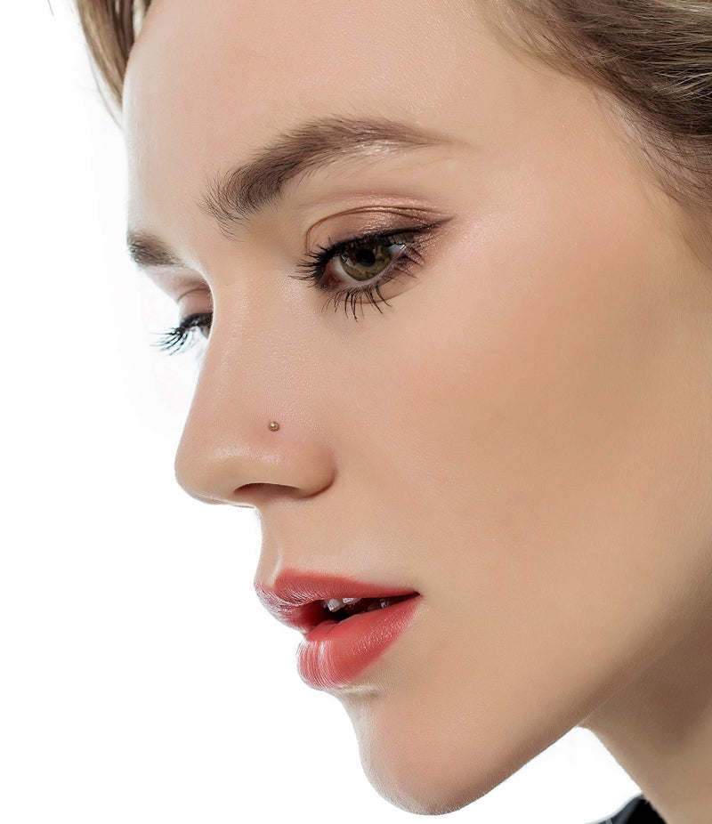 Tornito 20G 38Pcs Stainless Steel Nose Screw Studs Rings CZ Hoop Tragus Cartilage Nose Ring Labret Nose Piercing Jewelry for Men Women (A02:38Pcs, Rose Gold Tone) - Image 2